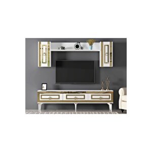 Karya 180 Cm Tv Ünitesi Beyaz Altın Beyaz