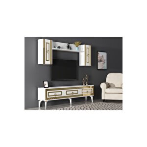 Karya 180 Cm Tv Ünitesi Beyaz Altın Beyaz