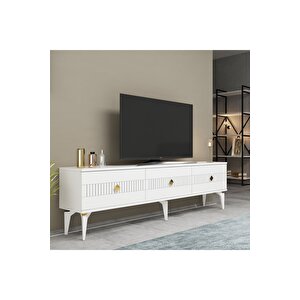 Mi̇ddas 180 Cm Tv Sehpasi (alt Modül) Beyaz-altin Bej