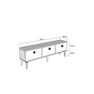 Mi̇ddas 180 Cm Tv Sehpasi (alt Modül) Beyaz-gümüş