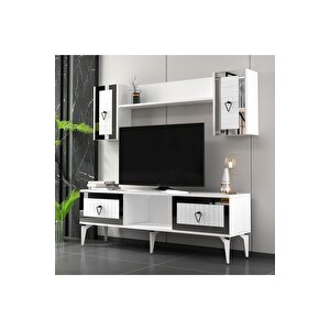 Linda Tv Ünitesi Takımı Beyaz-gümüş Gümüş