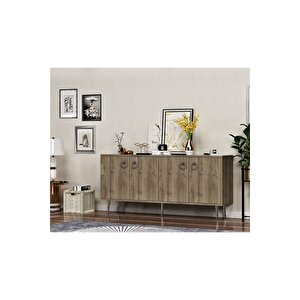 Solle 160 Cm 4 Kapakli ,rafli Konsol Cevi̇z Ceviz