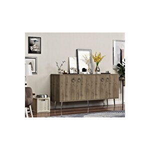 Solle 160 Cm 4 Kapakli ,rafli Konsol Cevi̇z Ceviz