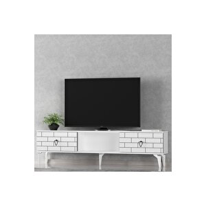 2 Kapaklı, Raflı Varna Tv Sehpası Alt Modül Beyaz-beyaz Beyaz
