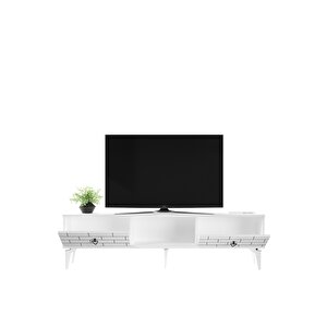2 Kapaklı, Raflı Varna Tv Sehpası Alt Modül Beyaz-beyaz