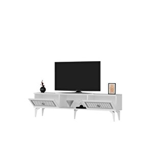 2 Kapaklı, Raflı Herry Tv Sehpası Alt Modül Beyaz-gümüş