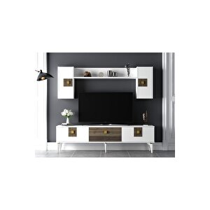 Luna 180 Cm Tv Ünitesi Takımı Beyaz-ceviz Beyaz