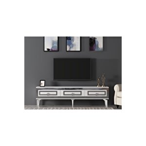 Karya 180 Cm Tv Sehpası Beyaz Gümüş Gümüş