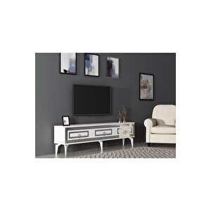 Karya 180 Cm Tv Sehpası Beyaz Gümüş Gümüş