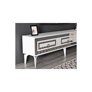 Karya 180 Cm Tv Sehpası Beyaz Gümüş Gümüş