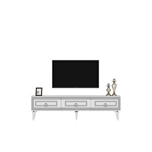 Karya 180 Cm Tv Sehpası Beyaz Gümüş