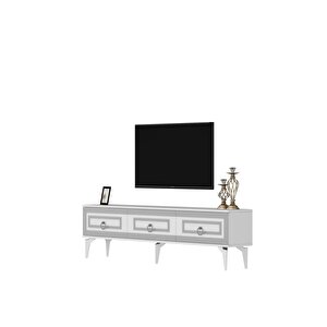 Karya 180 Cm Tv Sehpası Beyaz Gümüş