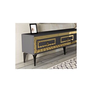 Karya 180 Cm Tv Sehpası Antrasit Altın Altın