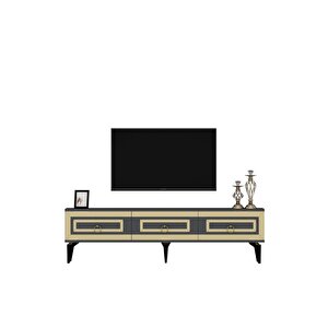 Karya 180 Cm Tv Sehpası Antrasit Altın