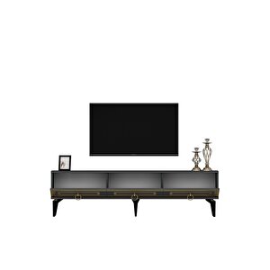 Karya 180 Cm Tv Sehpası Antrasit Altın