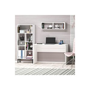 College Çalışma Masası + Kitaplık Takım Beyaz-beyaz Beyaz