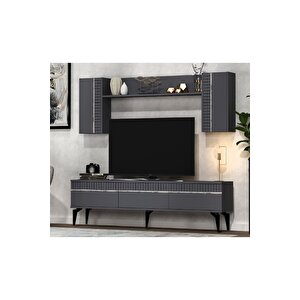 Deffne 180 Cm Tv Ünitesi Takımı Antrasit-gümüş Antrasit