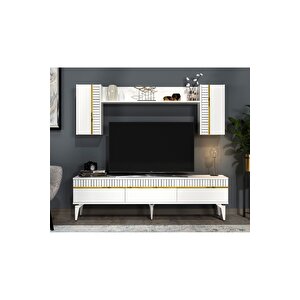 Deffne 180 Cm Tv Ünitesi Takımı Beyaz-altın Beyaz