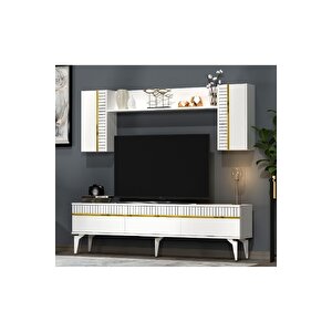 Deffne 180 Cm Tv Ünitesi Takımı Beyaz-altın Beyaz