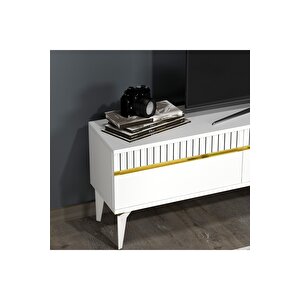 Deffne 180 Cm Tv Ünitesi Takımı Beyaz-altın Beyaz