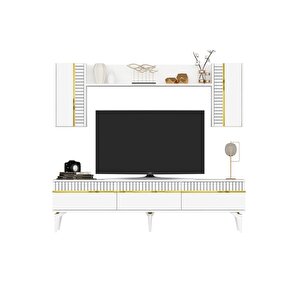 Deffne 180 Cm Tv Ünitesi Takımı Beyaz-altın