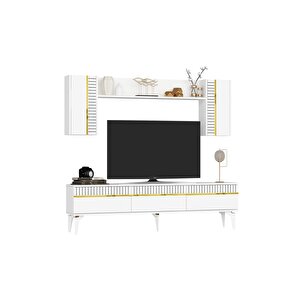 Deffne 180 Cm Tv Ünitesi Takımı Beyaz-altın