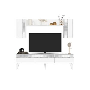 Deffne 180 Cm Tv Ünitesi Takımı Beyaz-gümüş