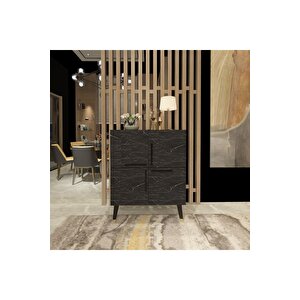 Mikkra Konsol , Çok Amaçlı Dolap , 4 Kapaklı Royalmermer Gri