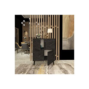 Mikkra Konsol , Çok Amaçlı Dolap , 4 Kapaklı Royalmermer Gri