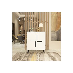 Mikkra Konsol , Çok Amaçlı Dolap , 4 Kapaklı Beyaz Beyaz