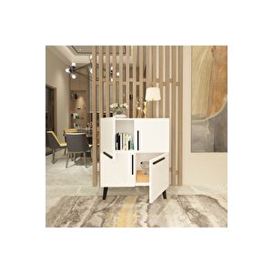 Mikkra Konsol , Çok Amaçlı Dolap , 4 Kapaklı Beyaz Beyaz