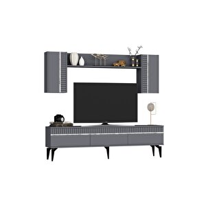 Deffne 180 Cm Tv Ünitesi Ve Konsol 2'li Salon Takımı Antrasit-gümüş