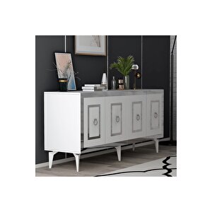 Karya 180 Cm Tv Ünitesi Ve Konsol 2'li Salon Takımı Beyaz-gümüş Krem