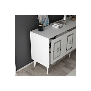 Karya 180 Cm Tv Ünitesi Ve Konsol 2'li Salon Takımı Beyaz-gümüş