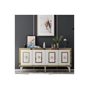 Karya 180 Cm Tv Ünitesi Ve Konsol 2'li Salon Takımı Beyaz-altın