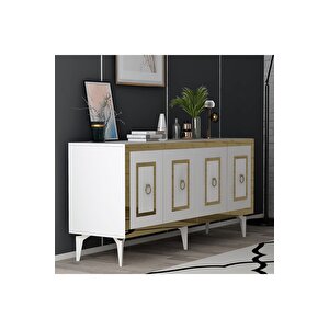 Karya 180 Cm Tv Ünitesi Ve Konsol 2'li Salon Takımı Beyaz-altın