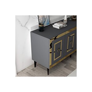 Karya 180 Cm Tv Ünitesi Ve Konsol 2'li Salon Takımı Antrasit-altın