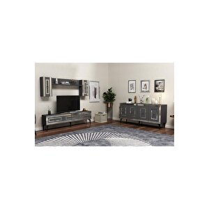 Karya 180 Cm Tv Ünitesi Ve Konsol 2'li Salon Takımı Antrasit-gümüş Antrasit