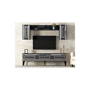 Karya 180 Cm Tv Ünitesi Ve Konsol 2'li Salon Takımı Antrasit-gümüş Antrasit