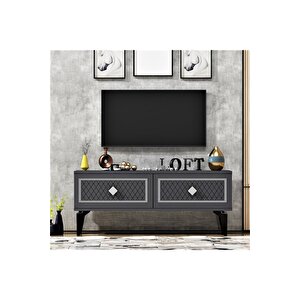 2 Kapaklı Arel Tv Sehpası Antrasit-gümüş