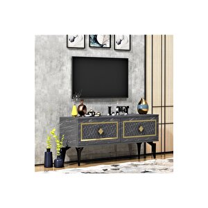 2 Kapaklı Arel Tv Sehpası Royalmermer-altın