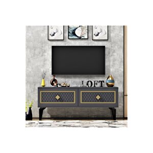 2 Kapaklı Arel Tv Sehpası Antrasit-altın