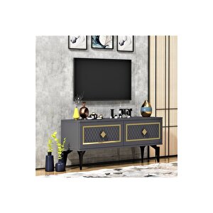 2 Kapaklı Arel Tv Sehpası Antrasit-altın