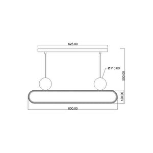 Kaykay Modern Avize Led 26w 80x10cm Alüminyum Profil Siyah Dorbien-ev-10381-bsy