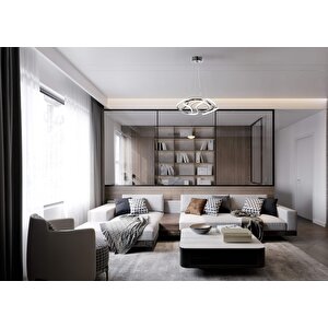 Şans Modern Avize Led 44w 45x42cm Alüminyum Profil Krom Dorbien-av-6117-4k