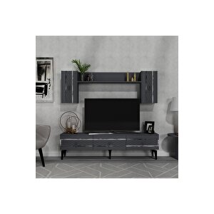 İpek 180 Cm Tv Ünitesi Takımı Antrasit-gümüş Antrasit