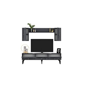 İpek 180 Cm Tv Ünitesi Takımı Antrasit-gümüş