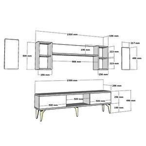 Maddera 150 Cm Tv Üni̇tesi̇ Takimi Antrasit-Altın