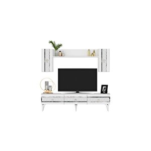 İpek 180 Cm Tv Ünitesi Takımı Beyaz-gümüş