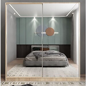 Bodrum Sürgü Kapaklı Dolap Gardırop Meşe 180cm Montaj Dahil